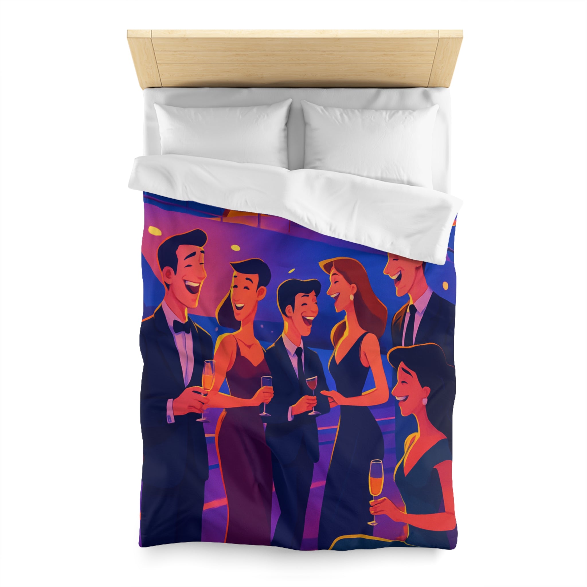 Luxueuse housse de couette en croisière, ambiance fête nocturne élégante et festive