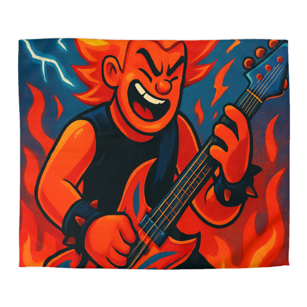 Housse de couette rock flamboyant avec guitare et éclairs pour déco vibrante