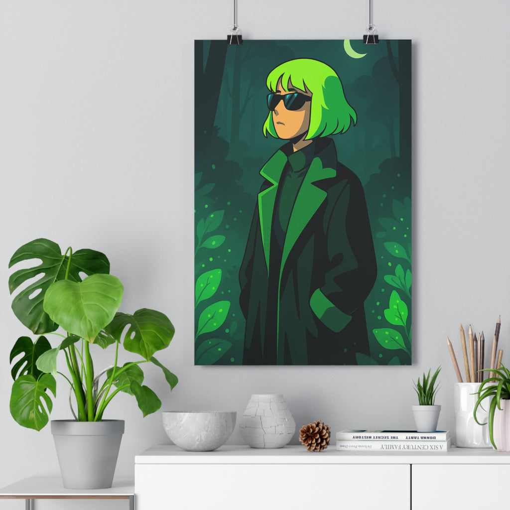 Poster décoratif néon mystique forêt sombre artistique mystérieux animé moderne chambre salon vibrant intrigant