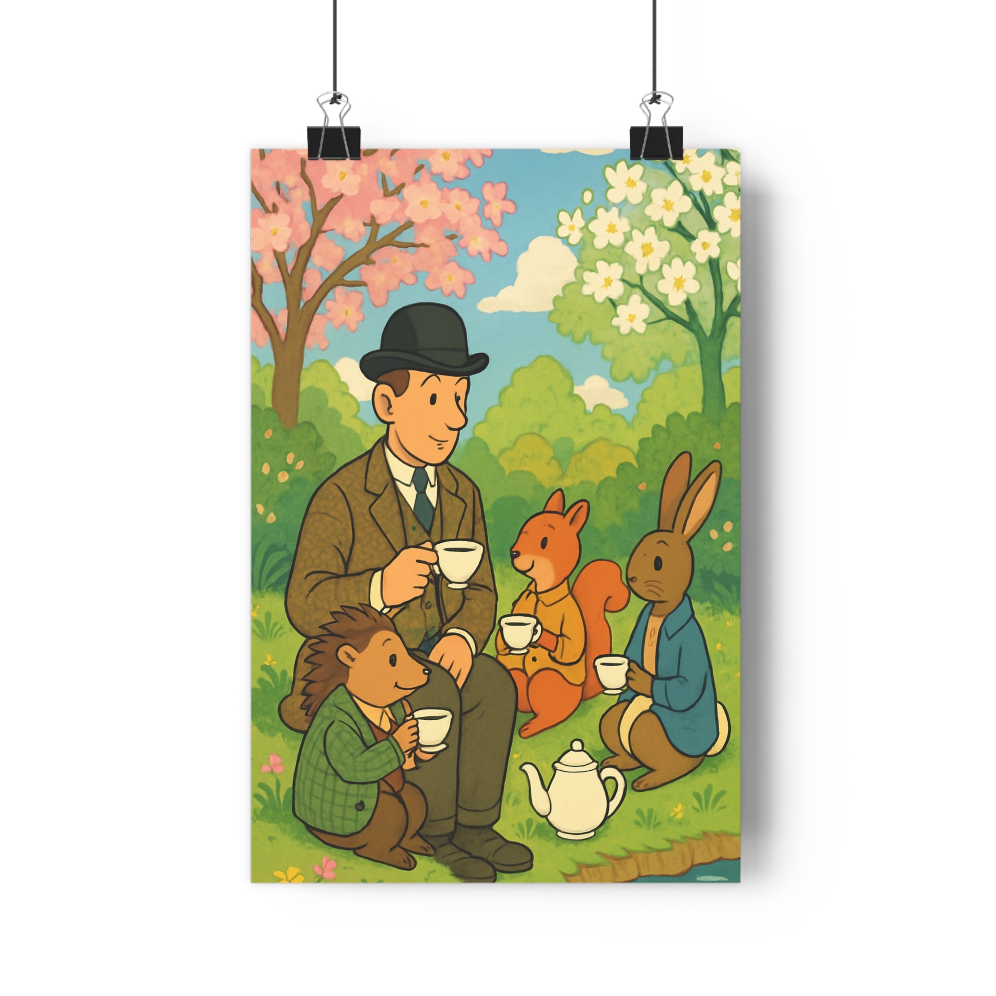 Poster décoratif vintage pastel aventure joyeux salon chambre nature artistique élégant animaux anthropomorphes accueil