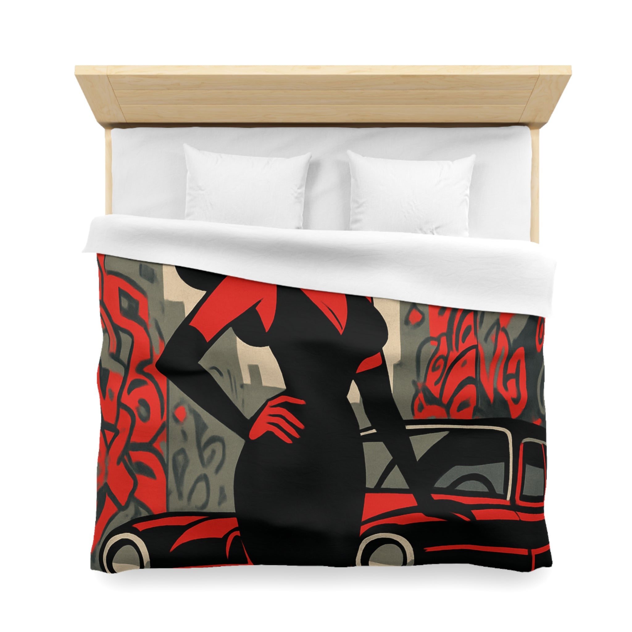 Housse de Couette Microfibre Design Artistique Moderne Décoration Chambre Confort Premium