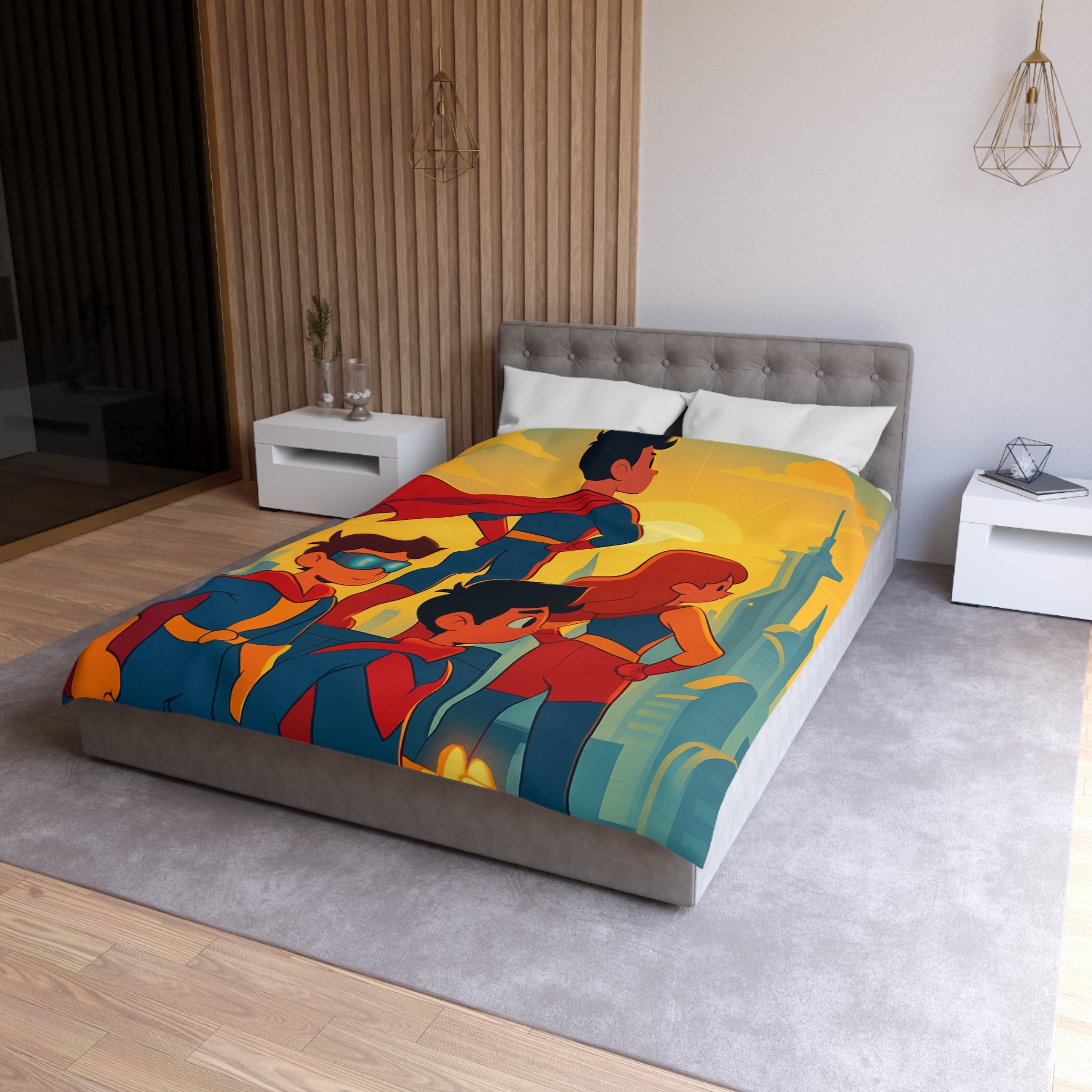 Housse de Couette Microfibre Illustration Unique Design Moderne Décoration Intérieure Raffinée