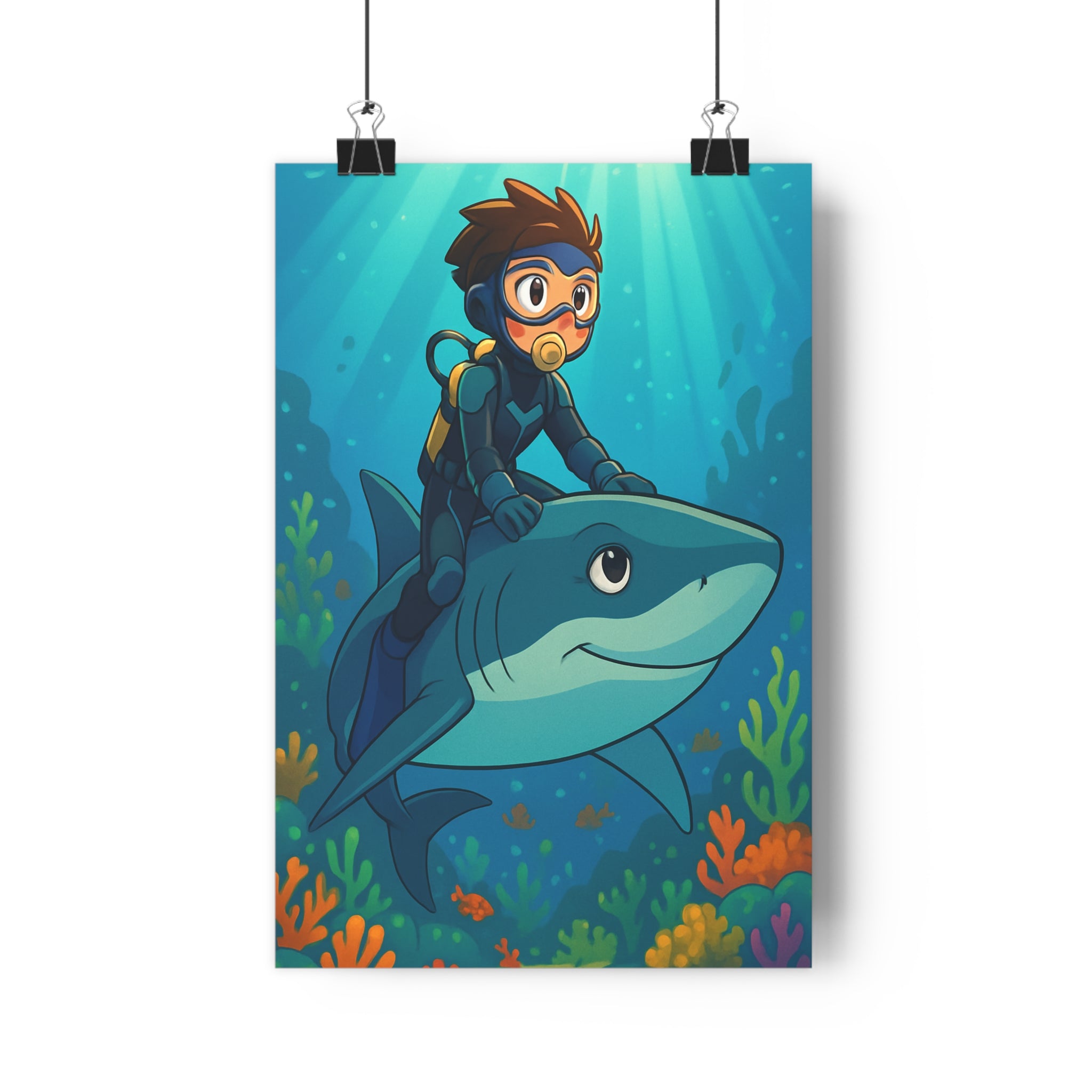 Poster décoratif héroïque bleu orange vert aventure enfant chambre créatif lumineux fantastique 30x46 qualité