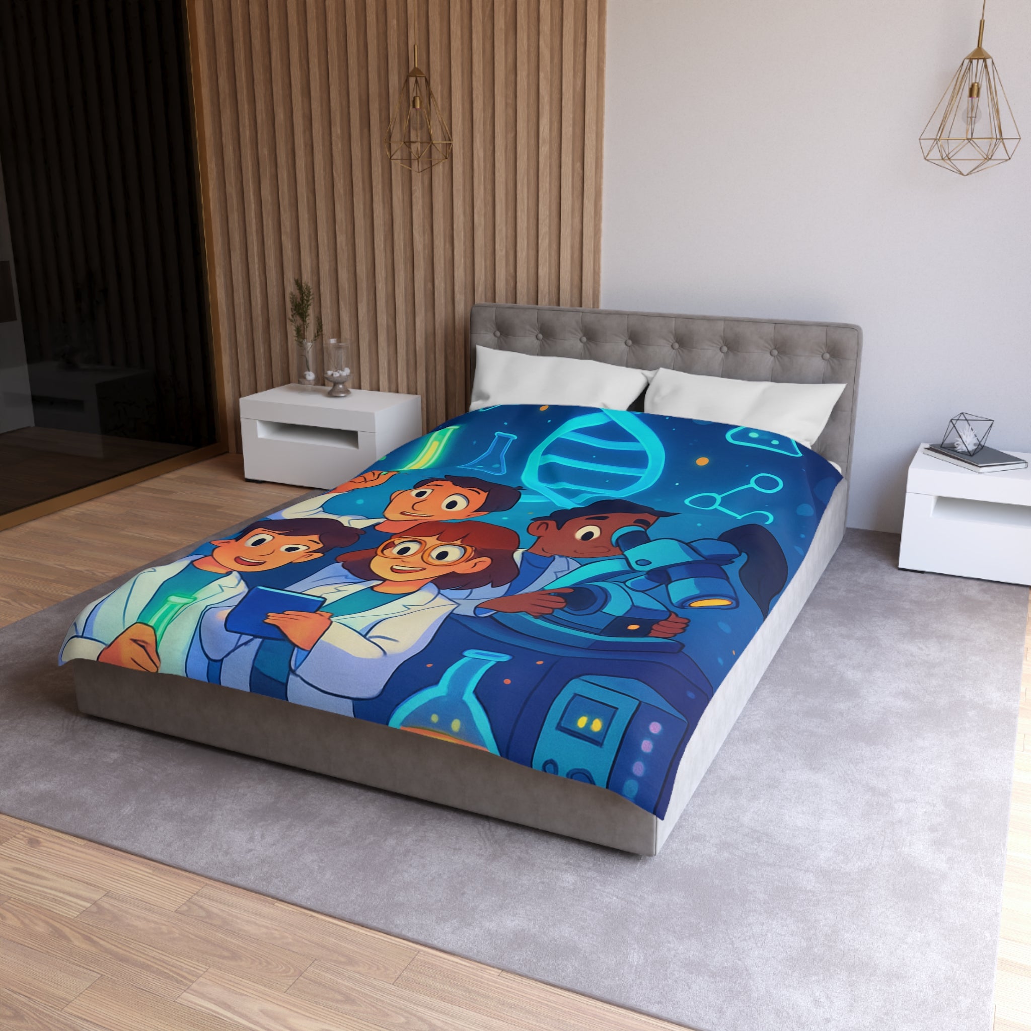 Housse de couette science fun pour enfants avec motifs ADN et chimie amusante