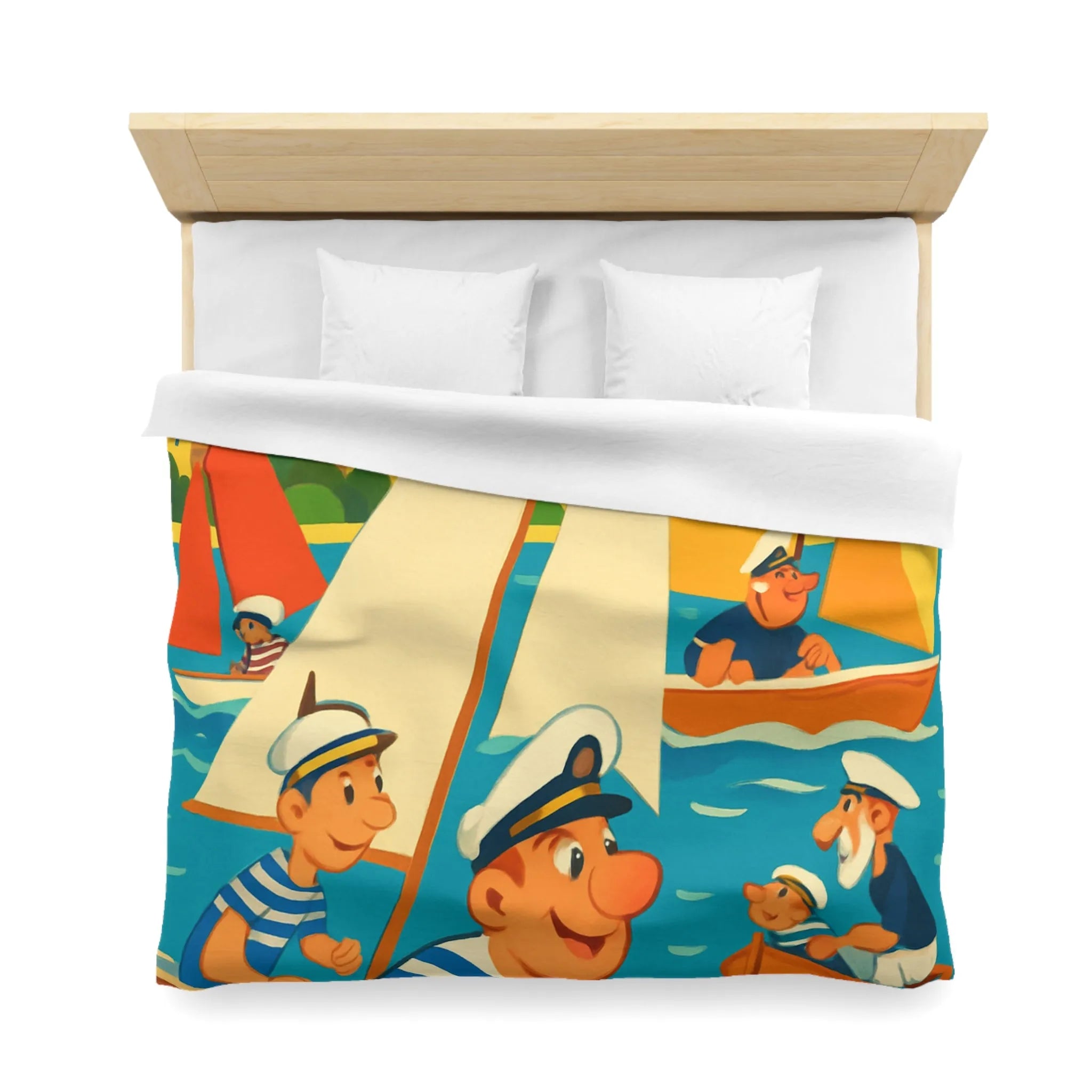 Housse de Couette Marine Vintage avec Voiliers et Matelots pour Chambre Ensoleillée