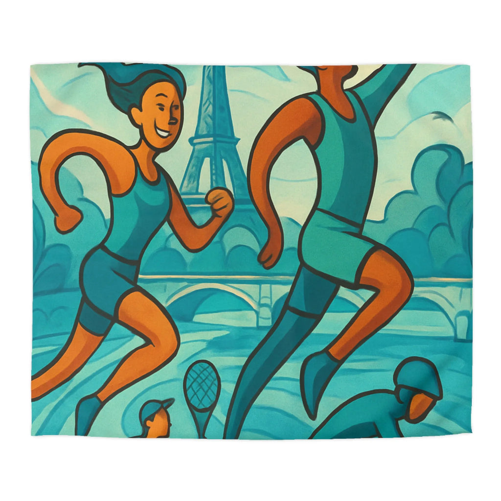 Housse de Couette Athlétique Inspirée par Sports Dynamiques Paris avec Tour Eiffel