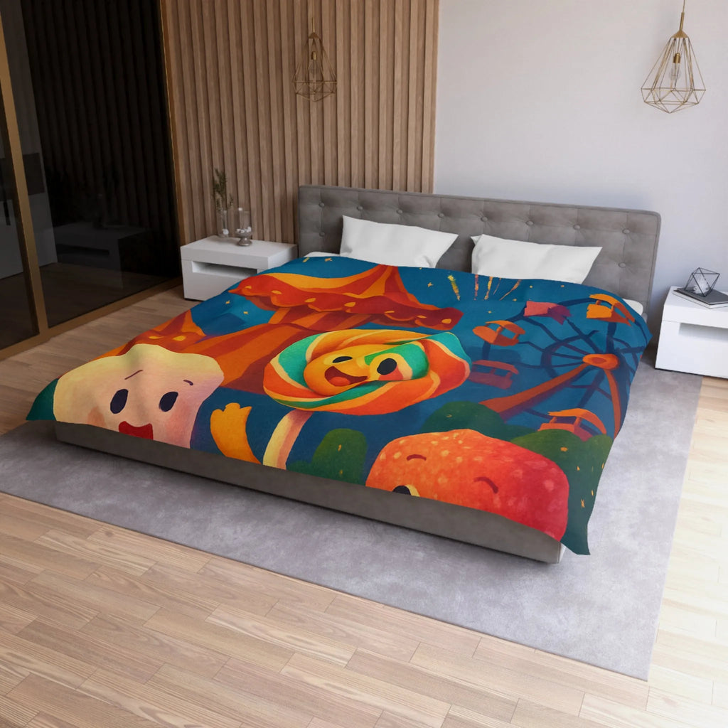 Housse de couette douce fête foraine avec marshmallow, sucette et feu d'artifice