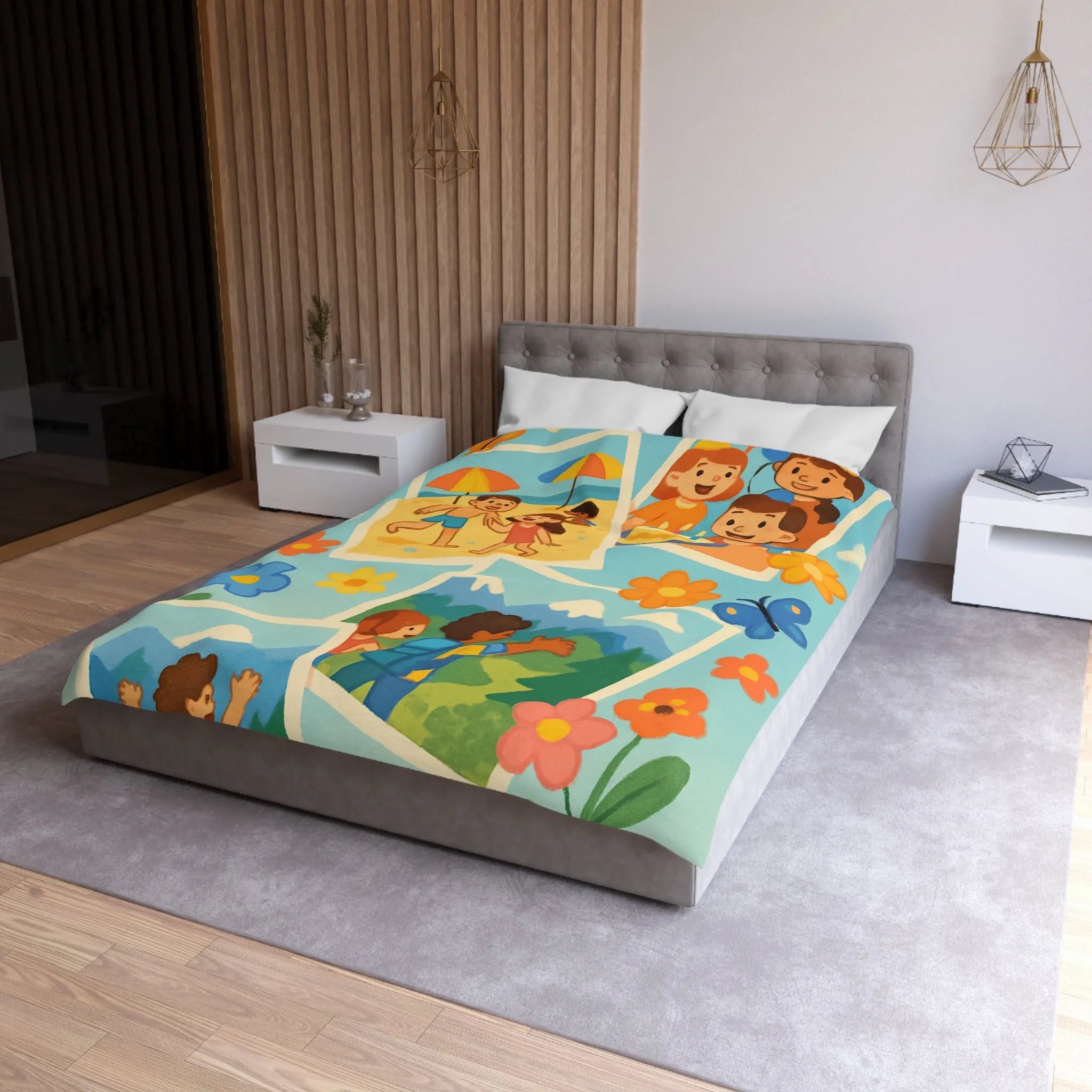 Housse de Couette Enfant : Aventures Ludiques en Été avec Amis et Nature