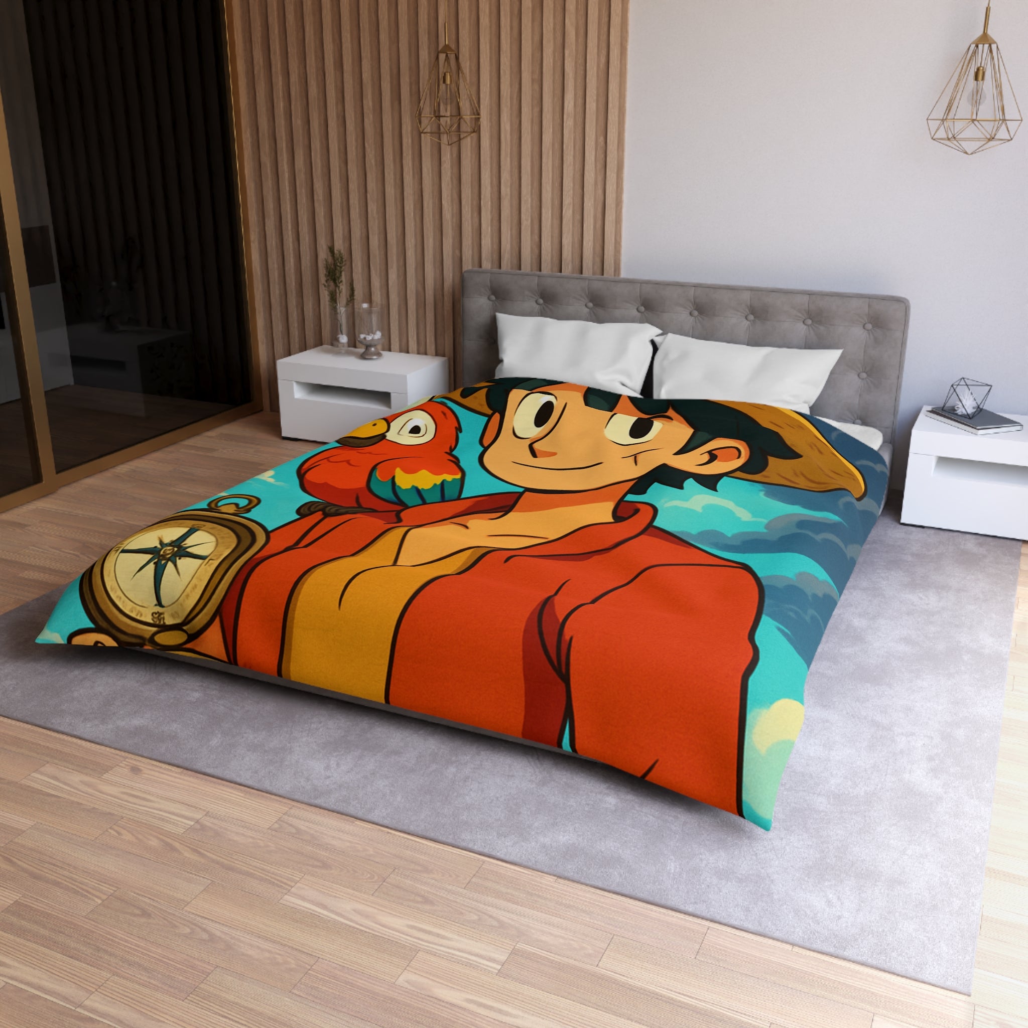 Housse de Couette Microfibre Motif Créatif Original Style Contemporain Chambre Élégante