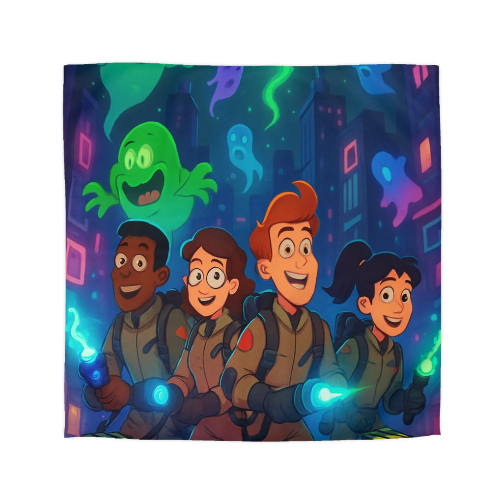 Housse de couette fantômes stylisés chasseurs de spectres pour chambre d'enfant joyeuse et colorée