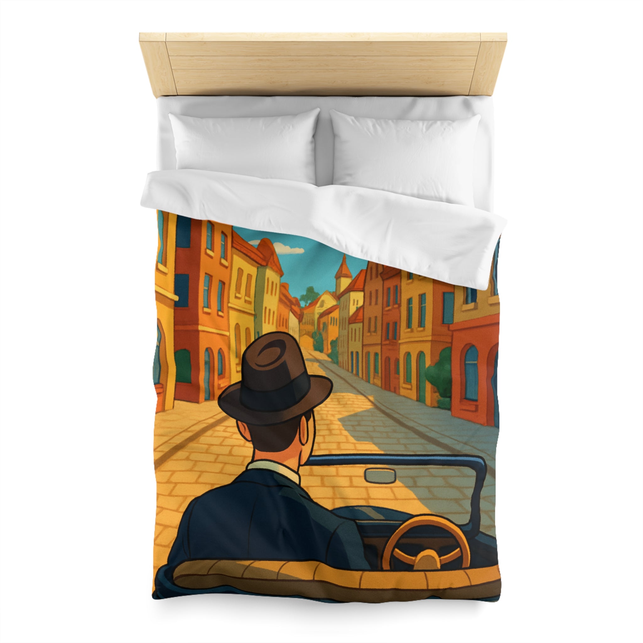 Housse de Couette Microfibre Motif Créatif Original Style Contemporain Chambre Élégante