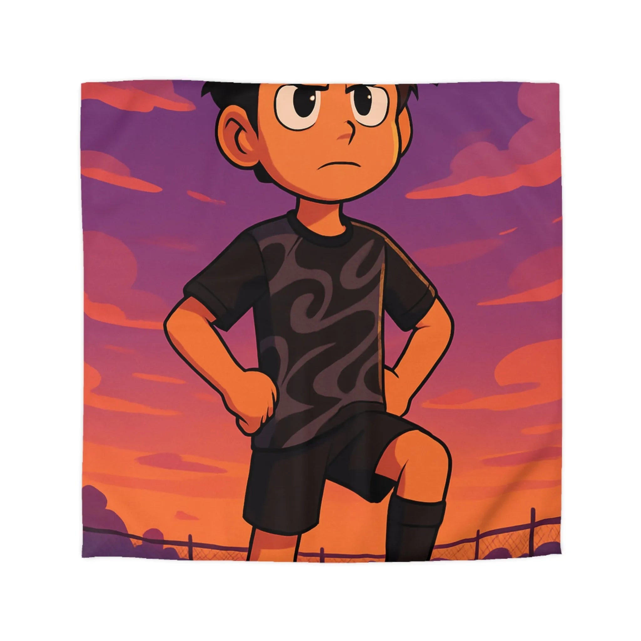 Housse De Couette Enfant Avec Illustration Inspirante Joueur De Football Au Coucher Du Soleil