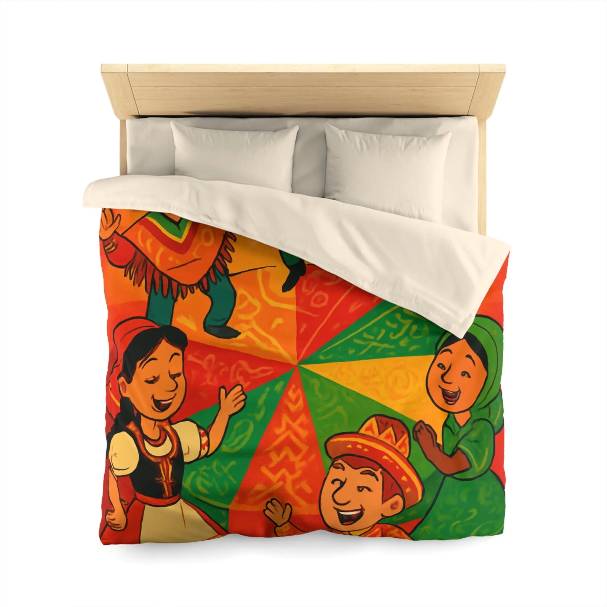 Décorez votre chambre avec une housse de couette aux motifs culturels vibrants et festifs