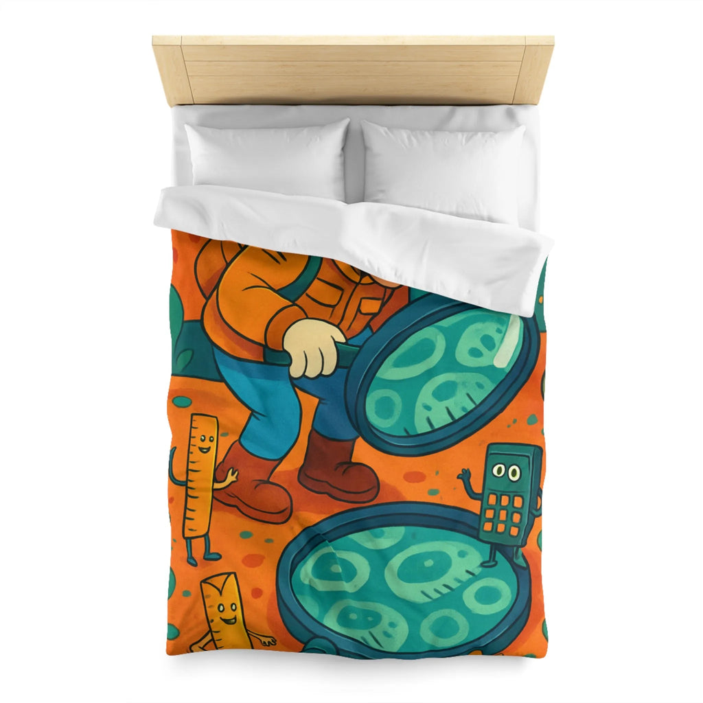 Explorez une Housse de Couette Fantaisie, Aventure Visuelle pour Enfants avec Loupe et Calculateur