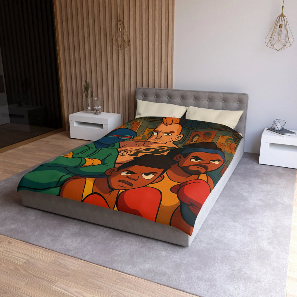 Housse de couette colorée avec boxeurs dessin animé pour chambre enfant sportive unique