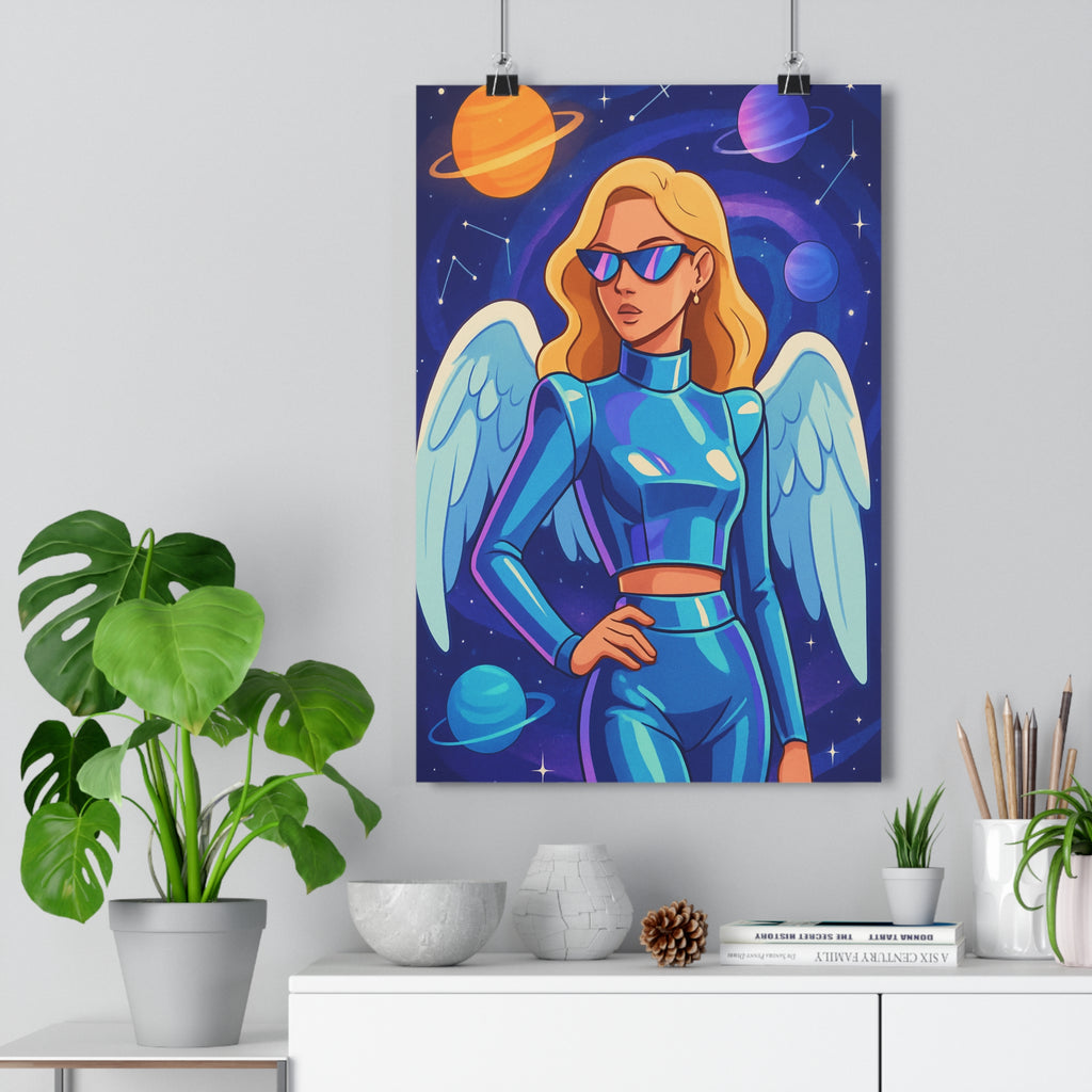 Poster décoratif cosmique moderne femme futuriste couleurs vives salon chambre cartoon mode spatial 30x46