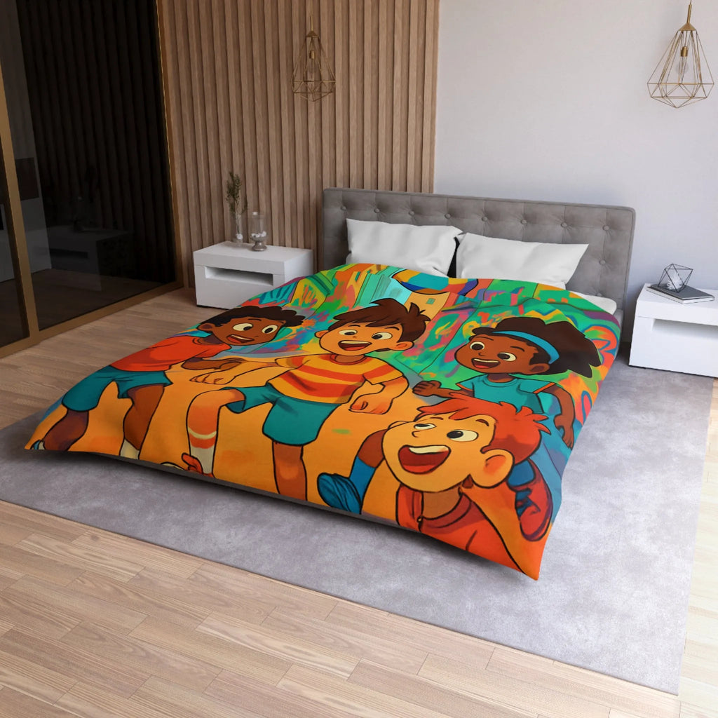 Housse de Couette Microfibre Art Graphique Contemporain Style Décoratif Chambre Tendance