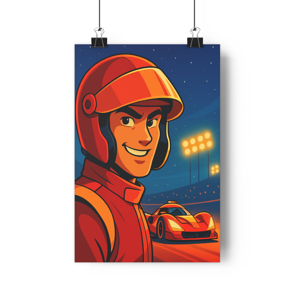 Poster décoratif anime rouge orange dynamique nocturne salon bureau passionné automobile 30x46 cm qualité