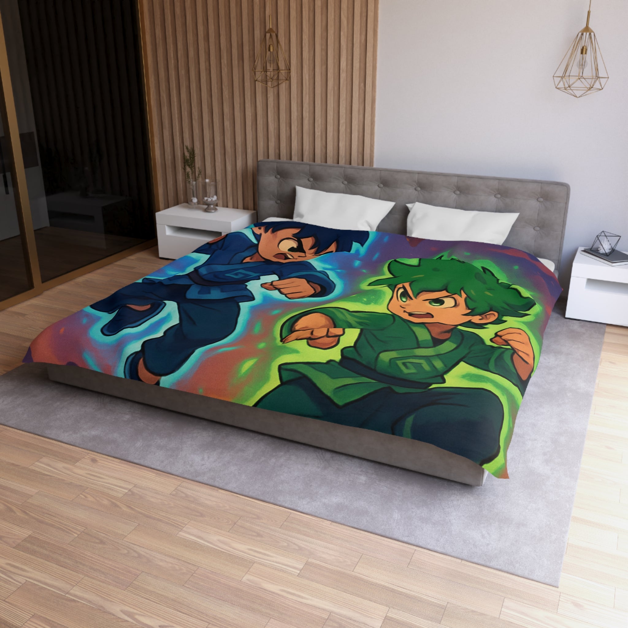 Housse de Couette Microfibre Illustration Unique Design Moderne Décoration Intérieure Raffinée