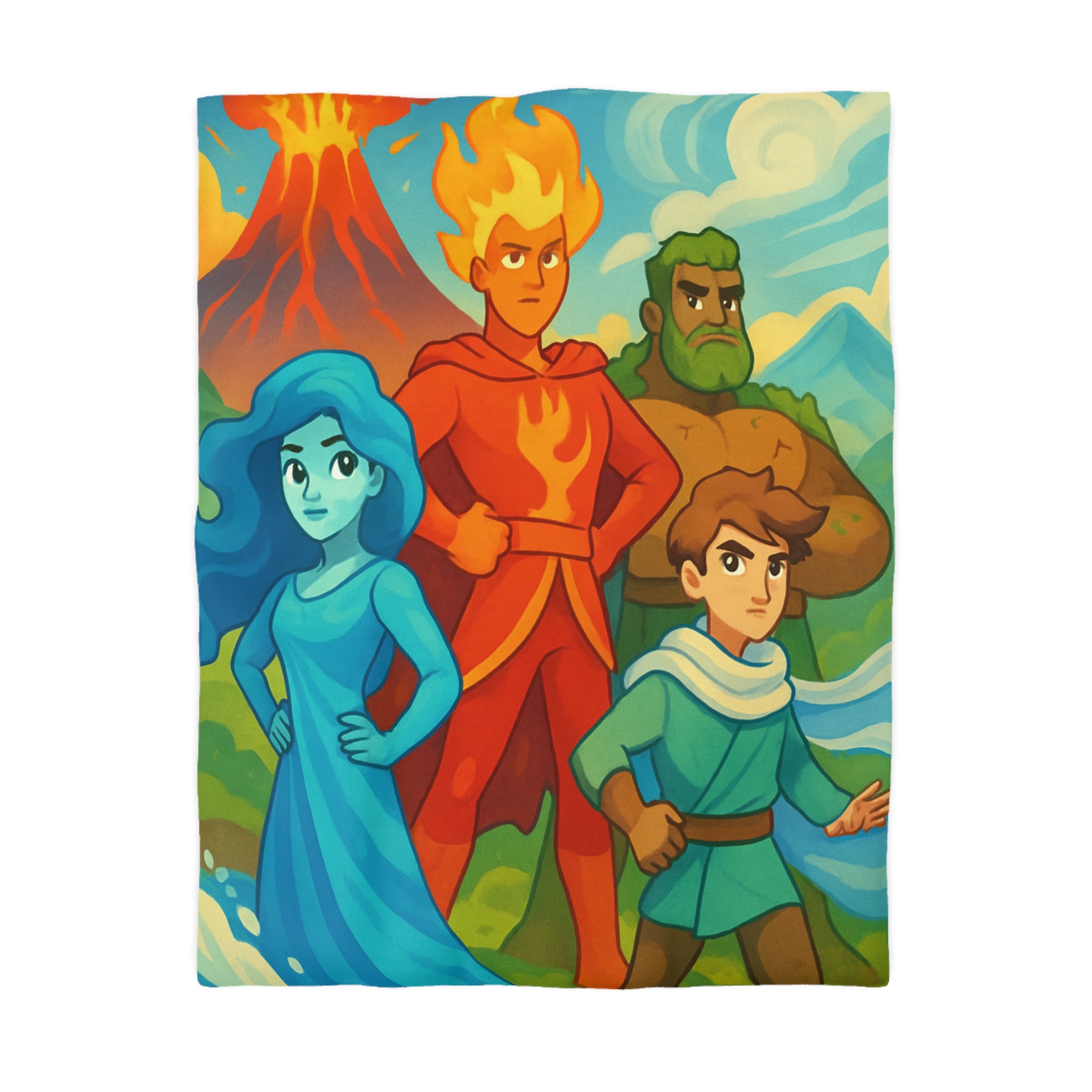 Quatre Éléments Épiques Orneront Votre Housse de Couette Colorée et Inspirante