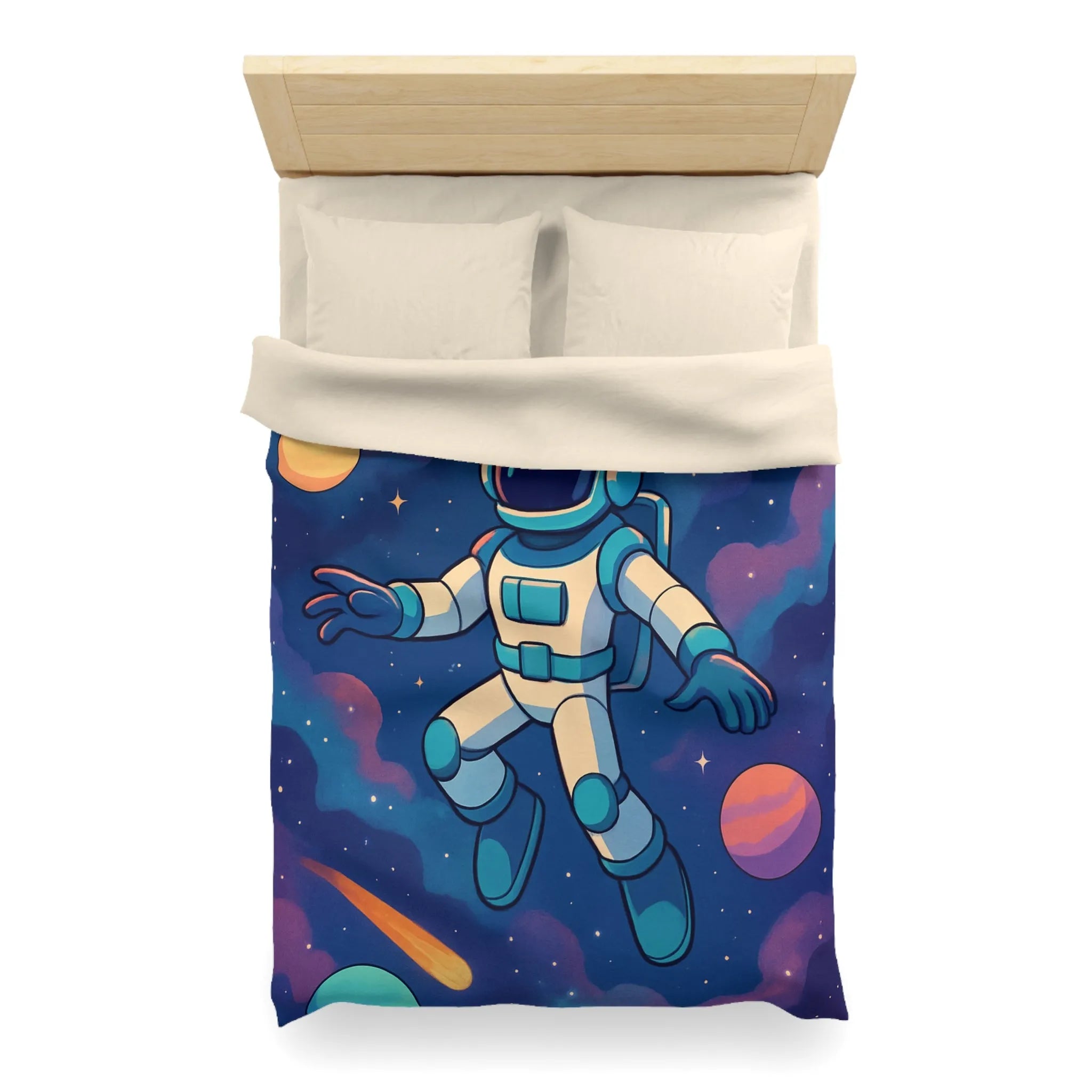 Housse de couette espace avec astronaute et planètes pour chambre d'enfant rêveuse