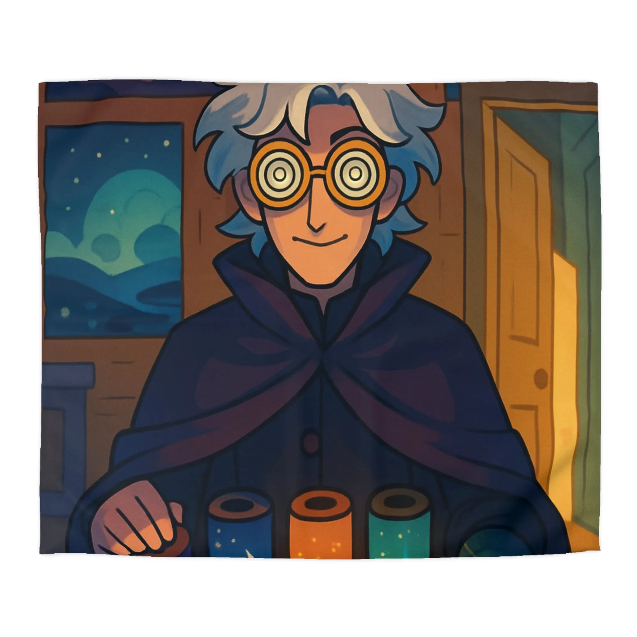 Housse de couette magique avec design nocturne sur fond de lune et étoiles