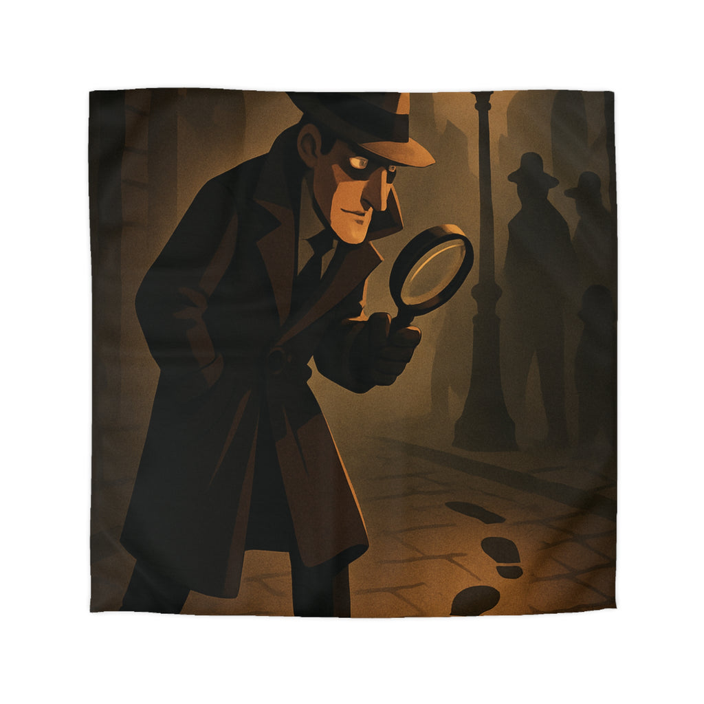 Housse de couette mystérieuse détective sombre rue nocturne silhouette investigation piste intrigante