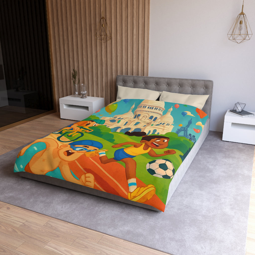 Housse de Couette Microfibre Illustration Unique Design Moderne Décoration Intérieure Raffinée