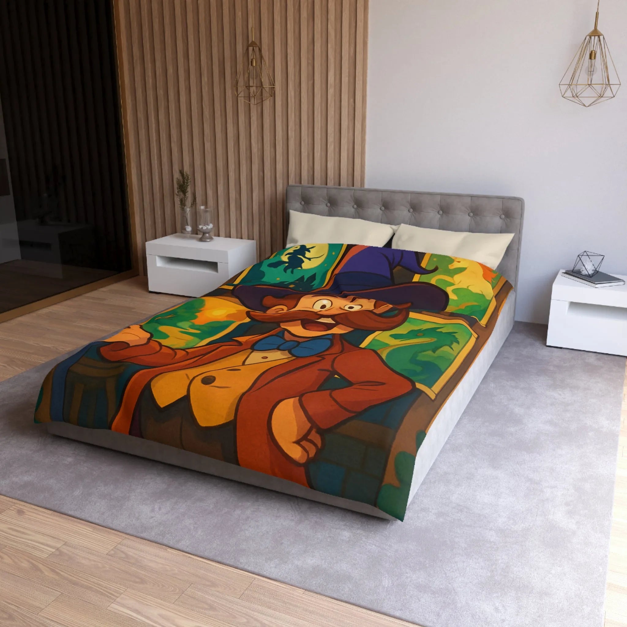 Housse de couette magique avec illustrations enchantées de créatures fantaisistes et personnages mystiques