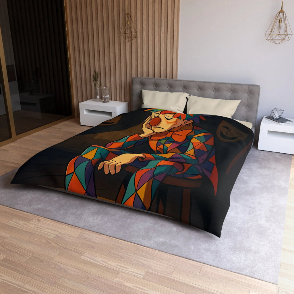 Housse de couette clown triste aux motifs colorés pour chambre unique et artistique