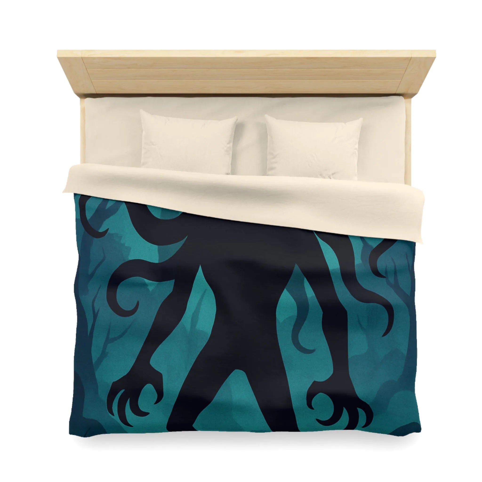 Housse de couette créature mystique sous lumière de lune dans forêt énigmatique sombre