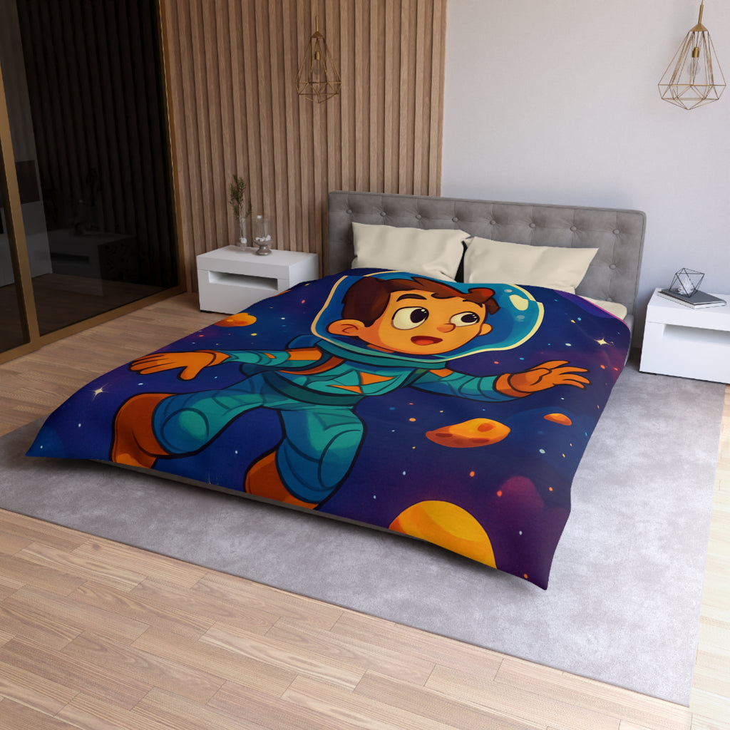 Housse de couette spatiale pour enfants avec planète, étoile, comète et astronaute adorable