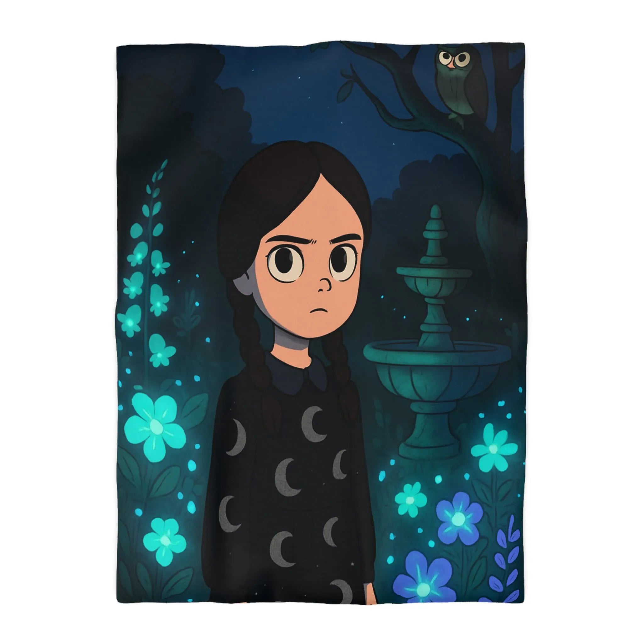 Housse de Couette Enfantine avec Motif Lune et Fleurs naturellement Nocture