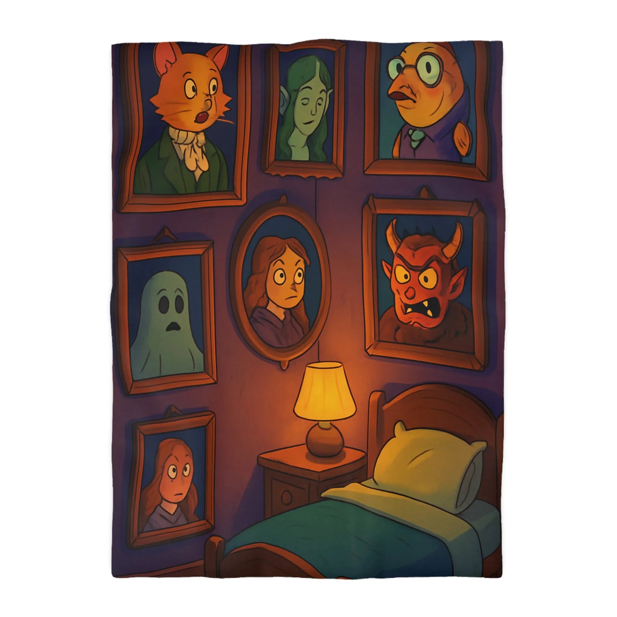 Housse de couette chambre fantaisie avec portraits enchanteurs pour une ambiance mystérieuse et magique