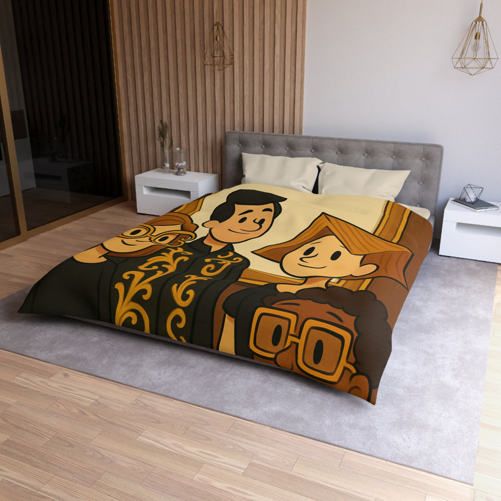 Housse de Couette Originale avec Illustration de Quatre Personnages Animés au Style Unique