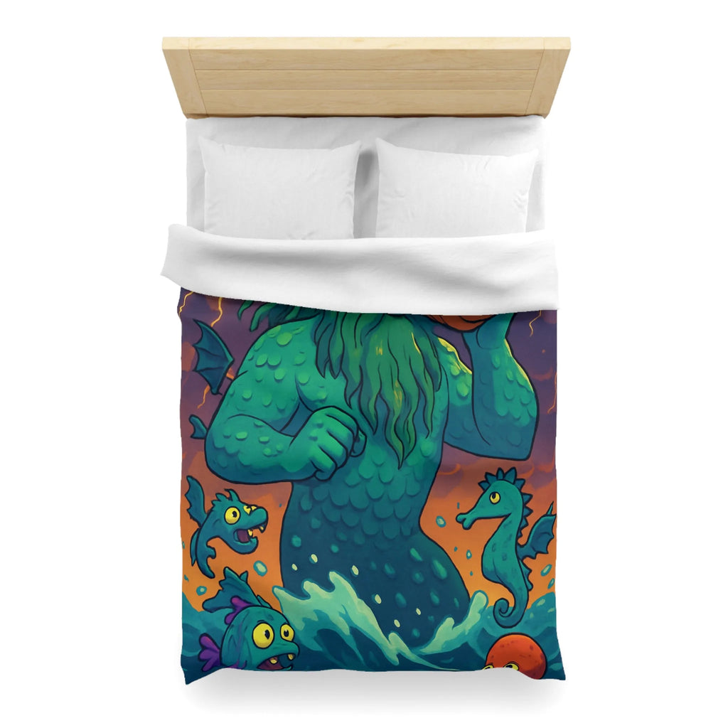 Housse de couette marine avec dessin de triton et créatures océaniques colorées enchanteurs