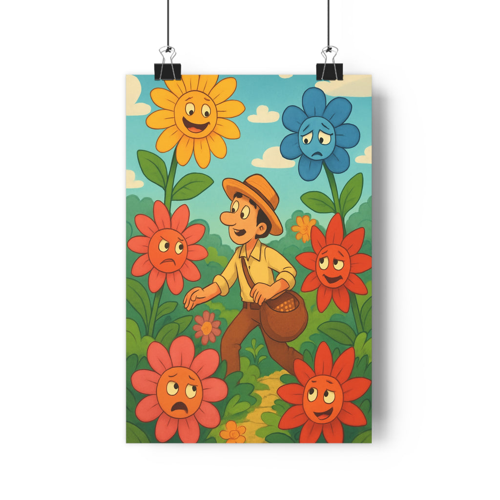 Poster décoratif aventure ludique floral coloré animé personnage joyeux salon chambre enfant tendance 30x46