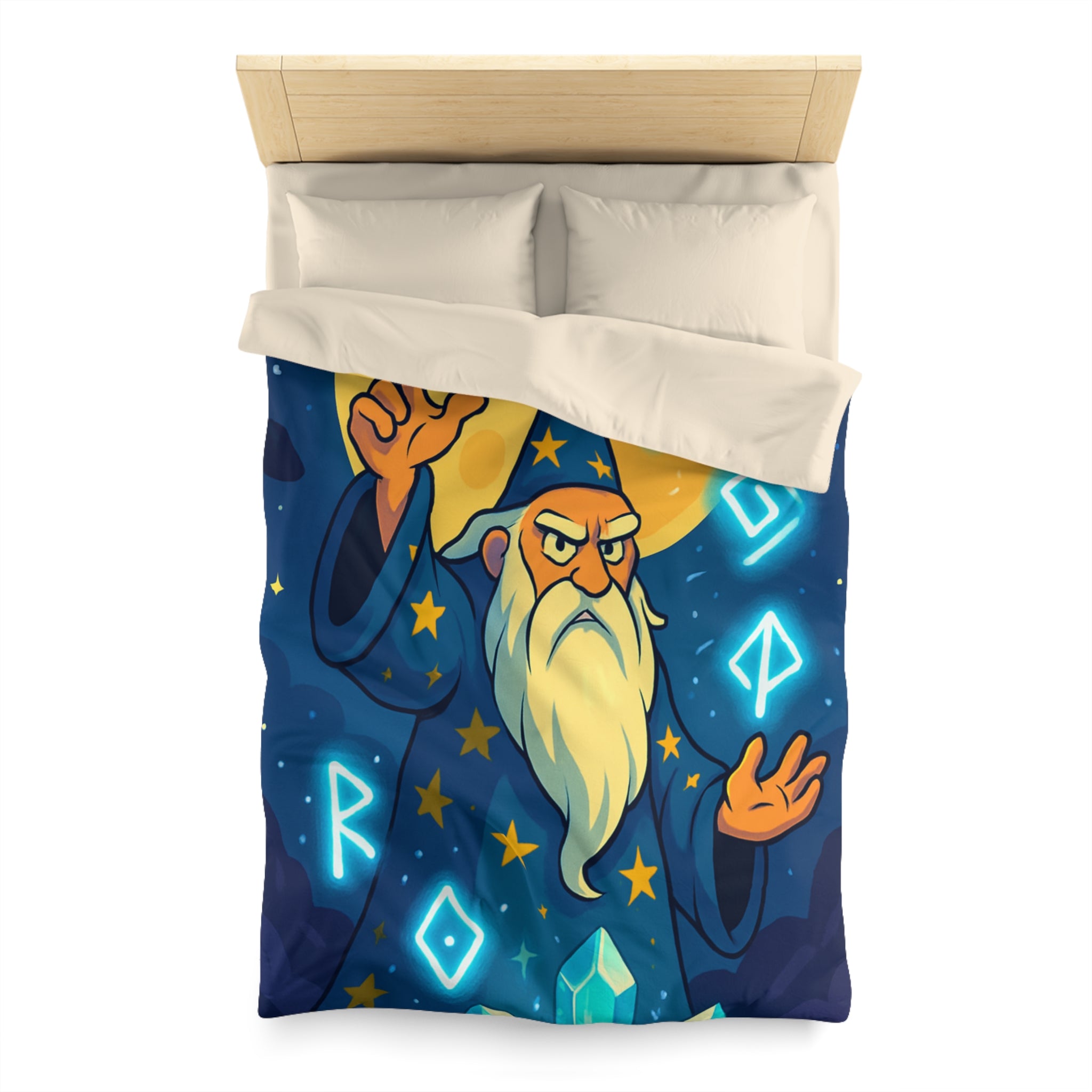 Housse de couette sorcier mystique avec cristaux et lune brillante magique