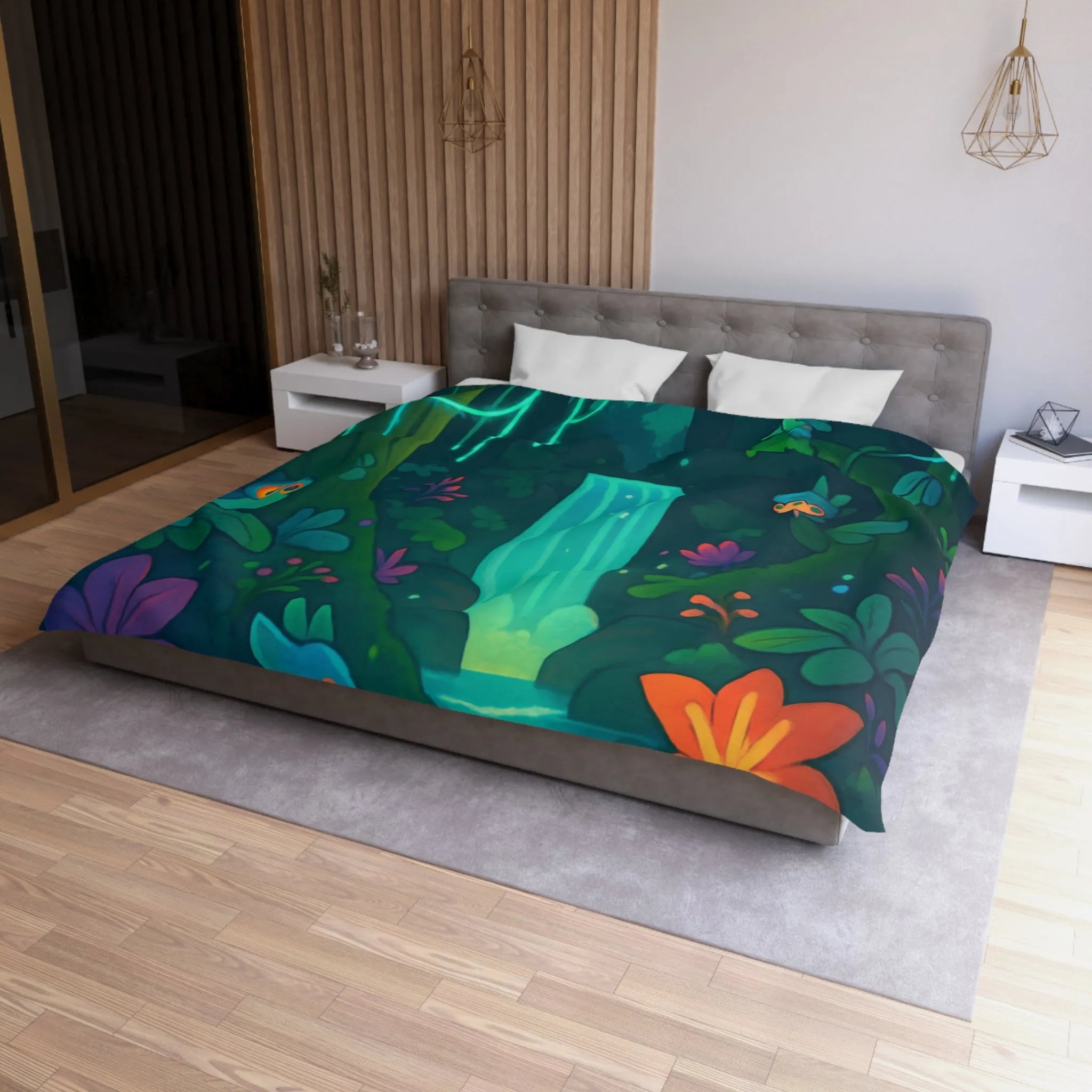 Housse de Couette Microfibre Art Graphique Contemporain Style Décoratif Chambre Tendance