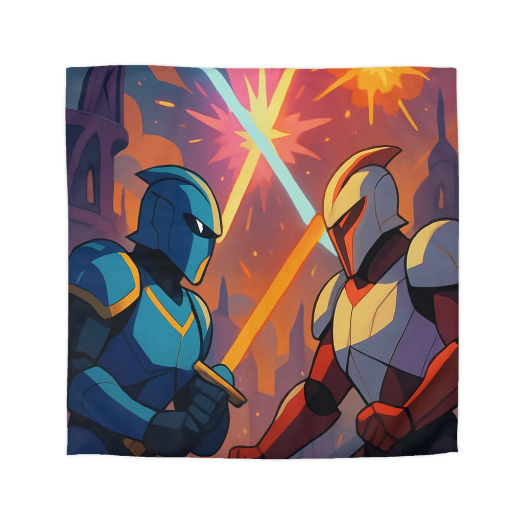 Épique scène de duel au sabre laser dans un paysage intergalactique coloré et artistique