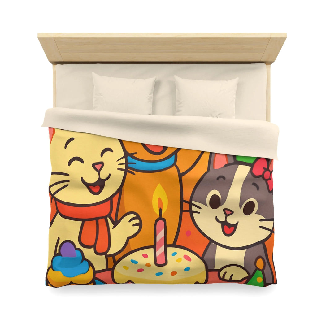 Housse de couette joyeuse et colorée avec animaux en fête pour chambre d'enfant