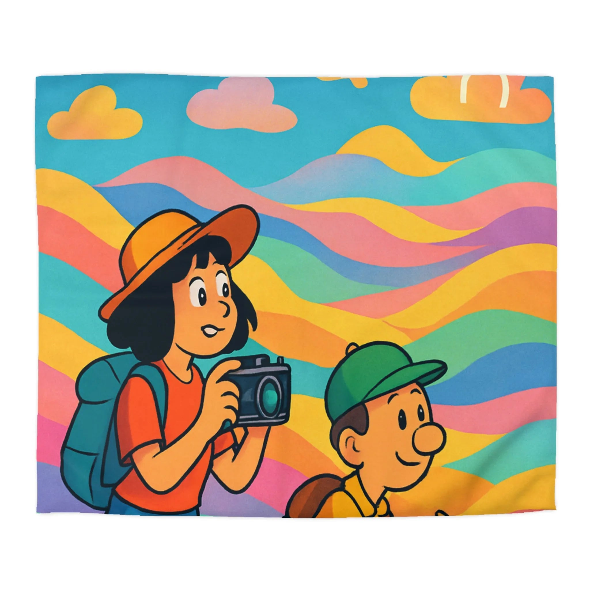 Housse de Couette Enfant avec Effet Arc-en-ciel et Motifs Oniriques Pleins de Couleurs