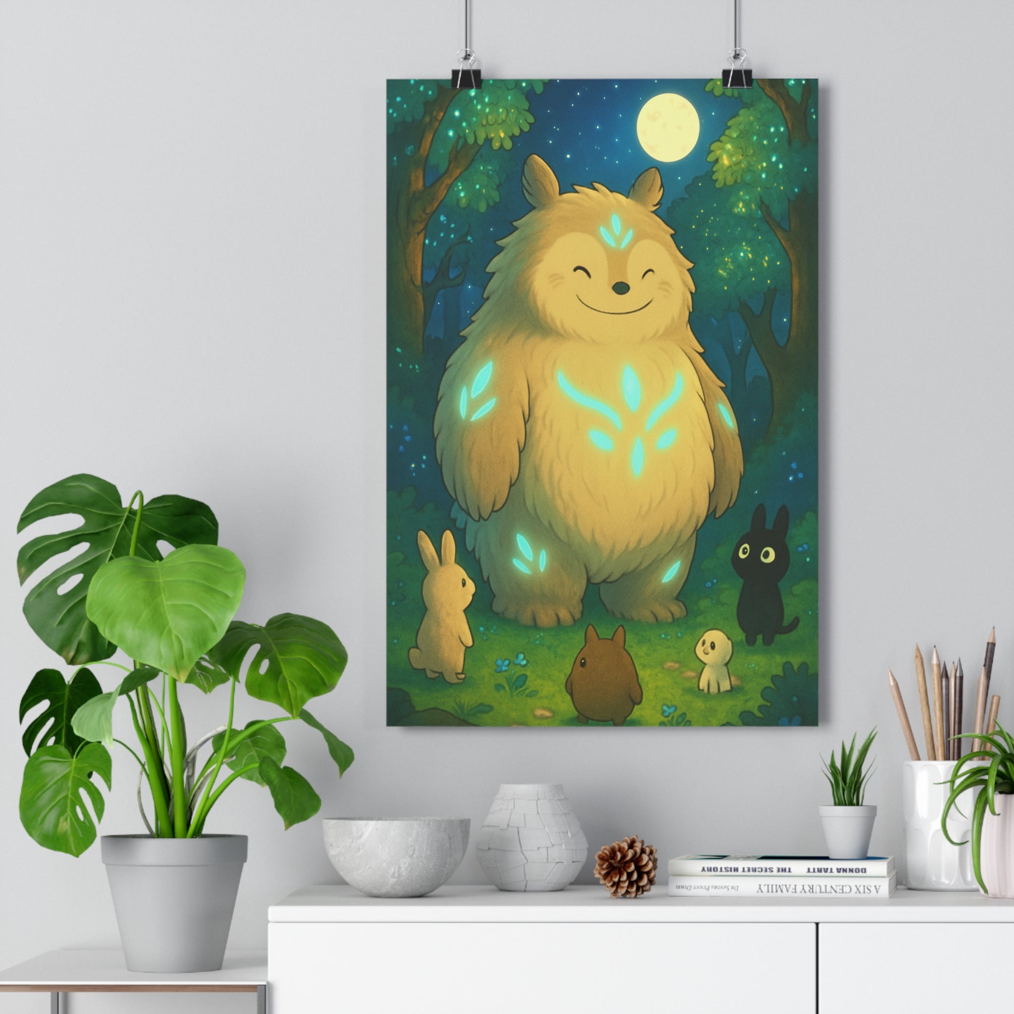 Poster décoratif créature lumineuse anime doux naturel magique enfant chambre détente 30x46 cm qualité