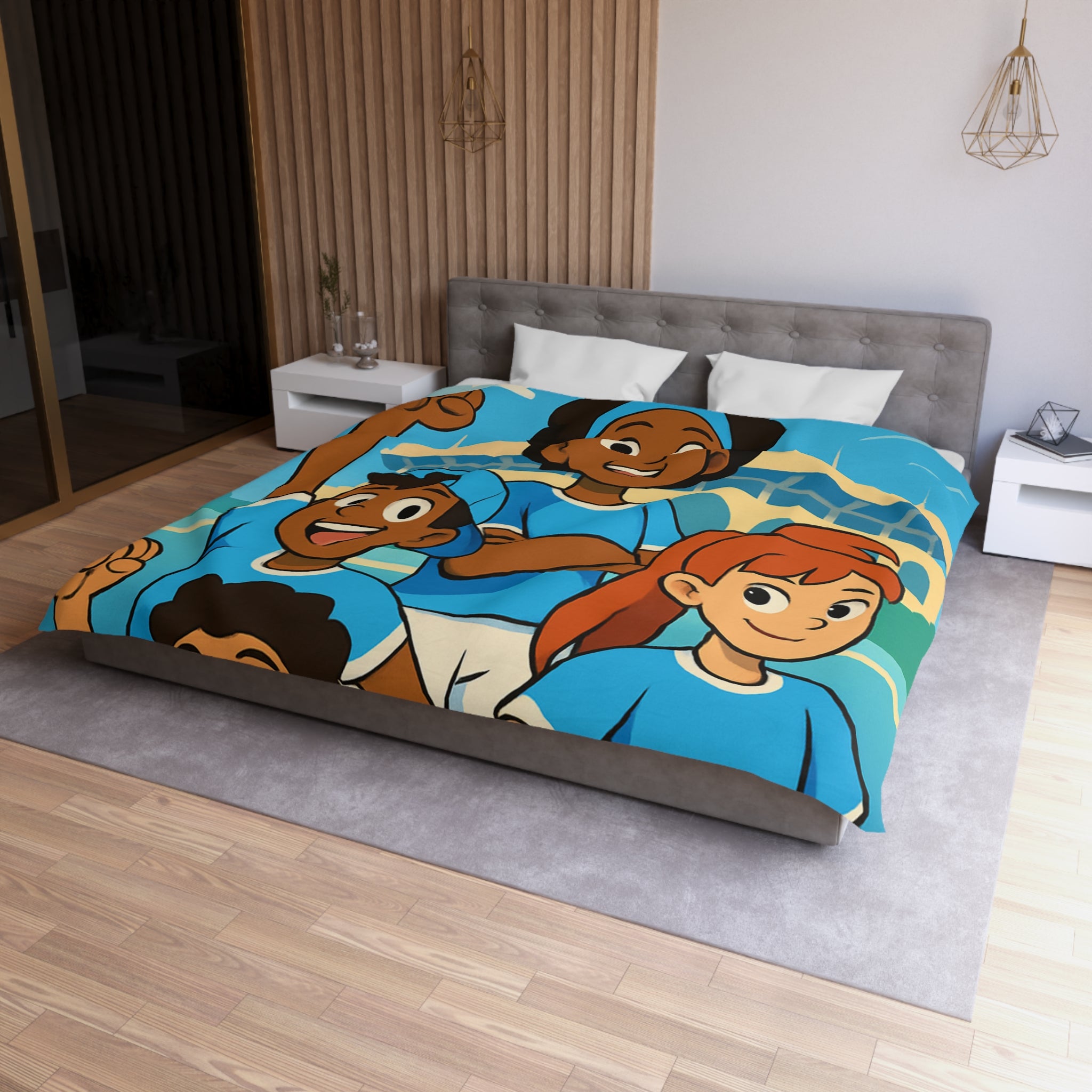 Housse de Couette Microfibre Illustration Unique Design Moderne Décoration Intérieure Raffinée