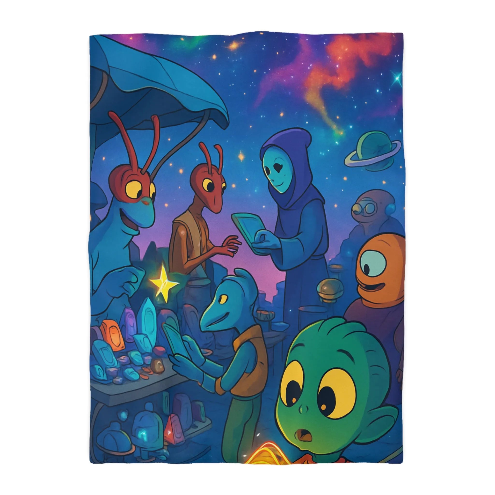 Explorez un Marché Cosmique avec des Créatures Extraterrestres et Pierres Lumineuses Éblouissantes