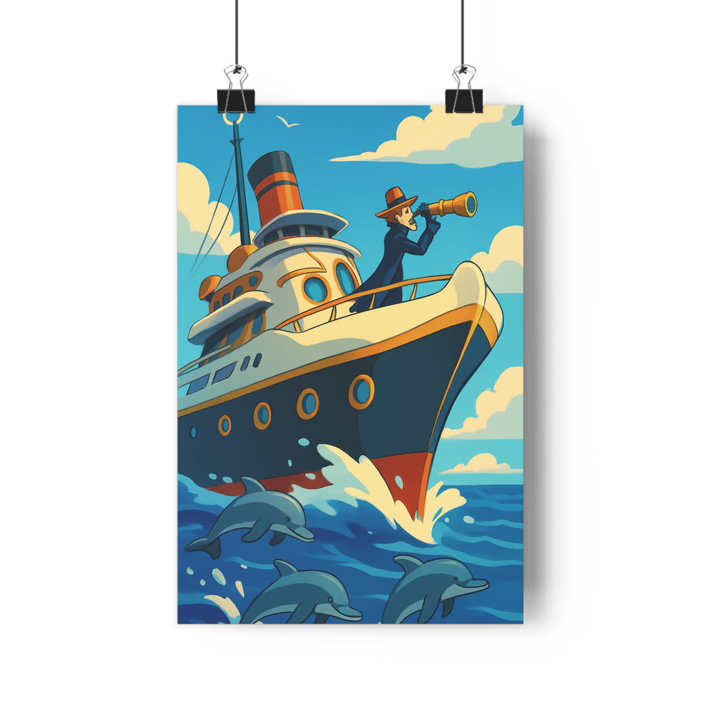 Poster décoratif rétro futuriste bleu argenté salon chambre aventure dynamique élégant ambiance unique rêverie