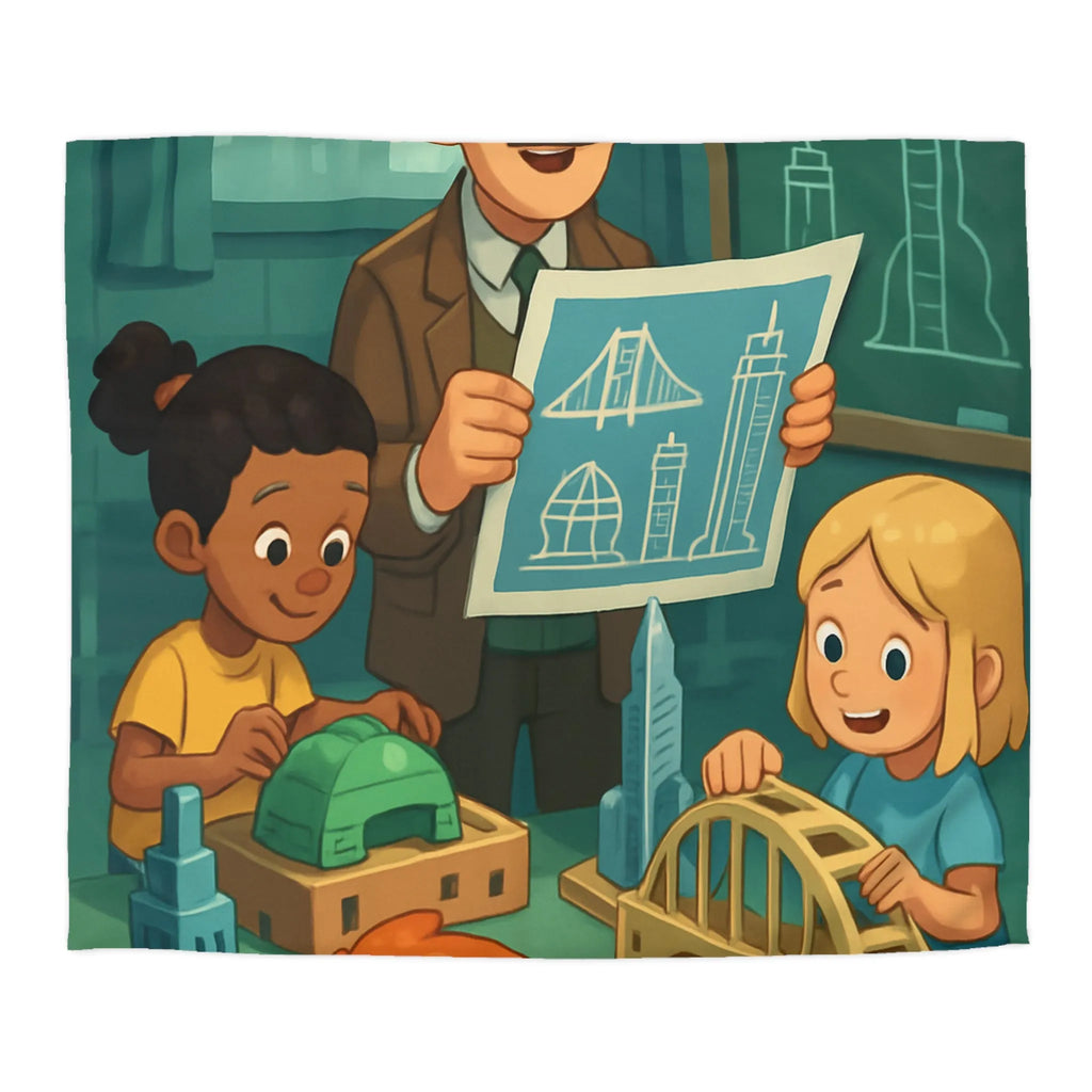 Housse de Couette Enfants Illustrant Un Atelier de Construction Ludique et Éducatif