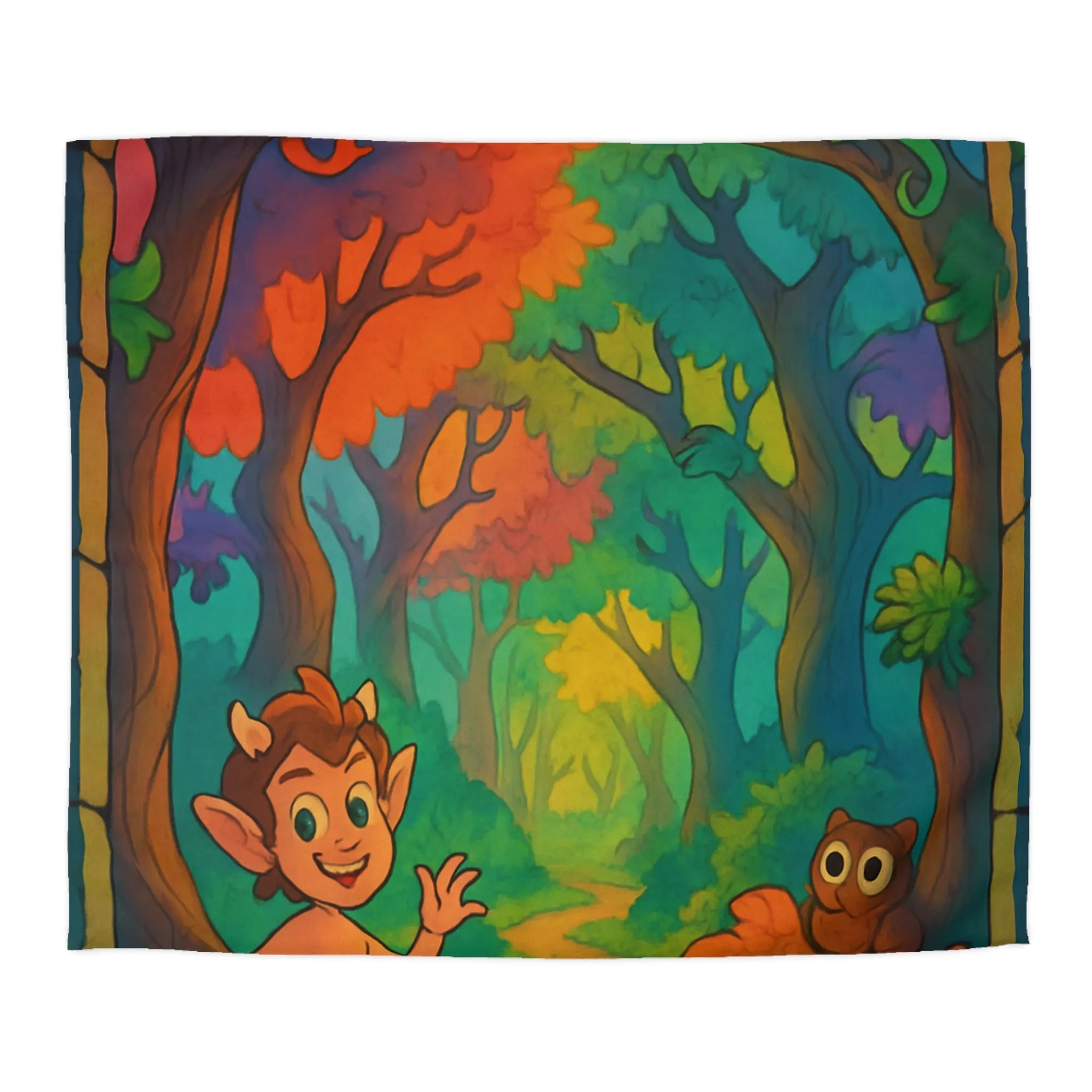 Housse de couette enchantée forêt aux créatures magiques pour chambre d'enfant