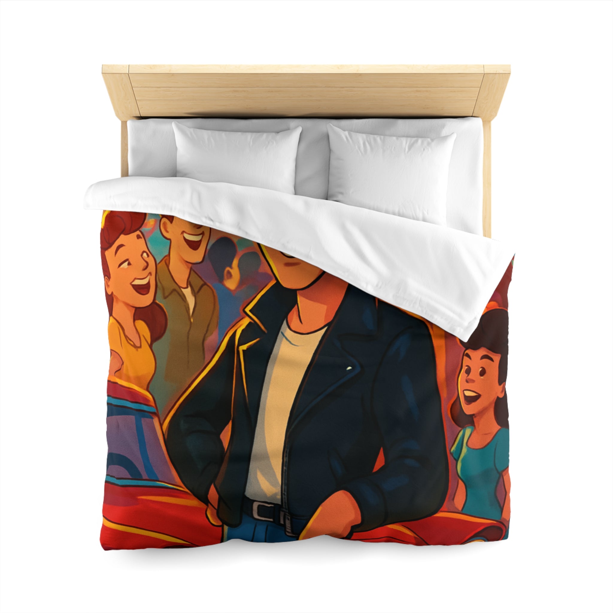 Housse de couette style rétro avec ambiance parc d'attractions colorée et joyeuse