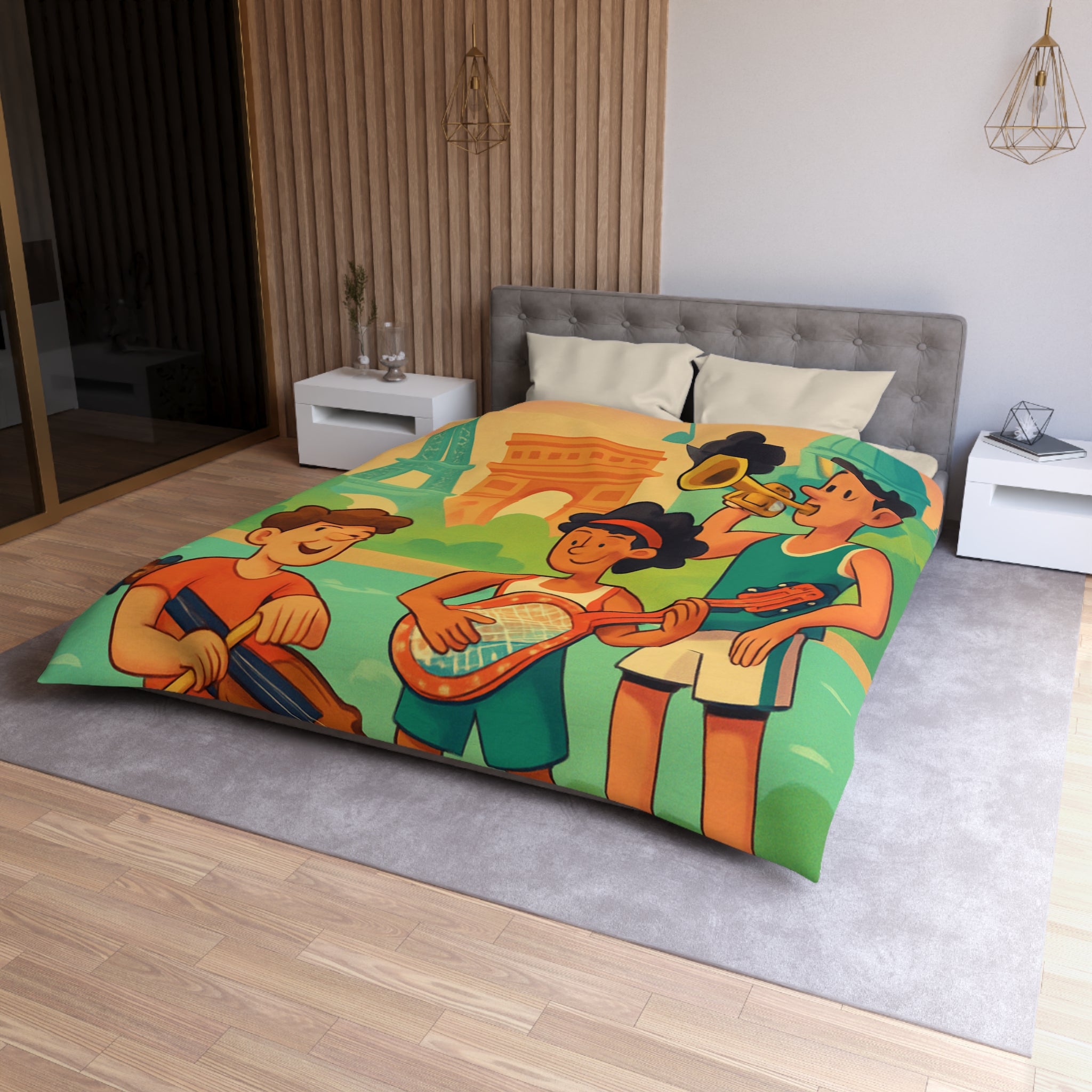 Housse de Couette Microfibre Illustration Unique Design Moderne Décoration Intérieure Raffinée